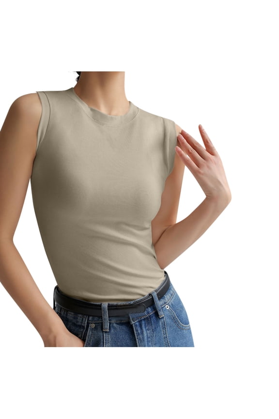 Tank Top for Women Cotton Undershirt Solid Color Ladies Vests Soft Sleeveless Tops Plain Crew Neck T Shirts Slim Fit Lightweight Undershirts Comfy Basic Tank Top for Women and Girls