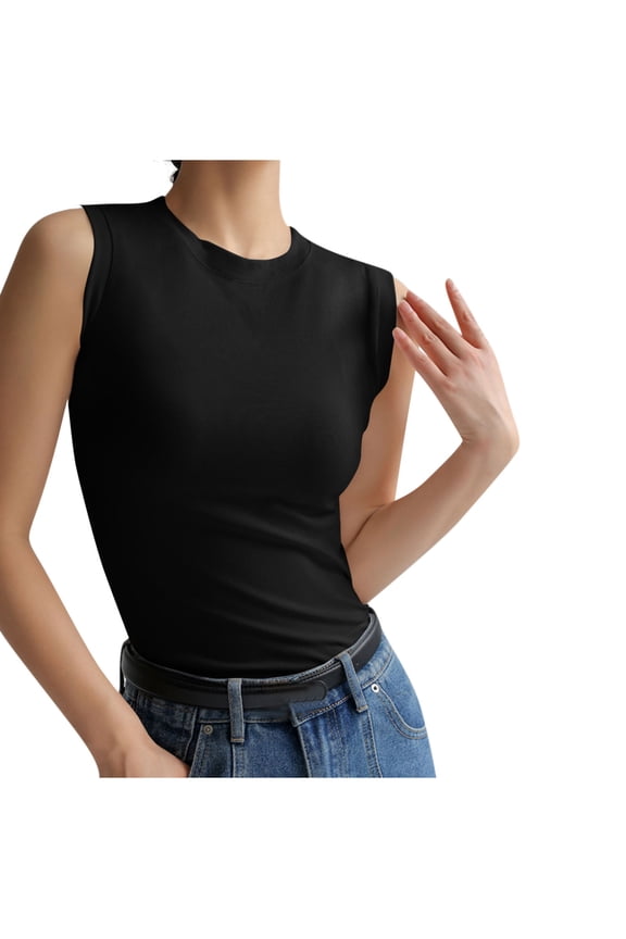 Tank Top for Women Cotton Undershirt Solid Color Ladies Vests Soft Sleeveless Tops Plain Crew Neck T Shirts Slim Fit Lightweight Undershirts Comfy Basic Tank Top for Women and Girls