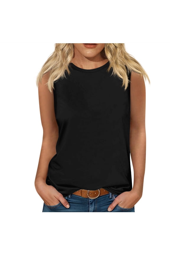 Tank Top for Women, Ladies Vests Solid Color Undershirt Sleeveless Tops Plain Crew Neck T Shirts Slim Fit Lightweight Undershirts Comfy Basic Tank Top for Women