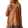 thumbnail image 1 of Tank Top for Women Linen Camisole Loose Fit Bohemian Style Summer Tank Top Pure Color Casual Blouse For Daily Wear And Going Out Tops for Women,Yellow,XL, 1 of 4