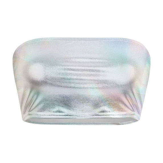 Tank Top for Women Nightclub Stage Wrap Chest Leather Solid Color Bandeau Undershirt Performance Womens Tops Boho Tops for Women, Color:White, Size:XL