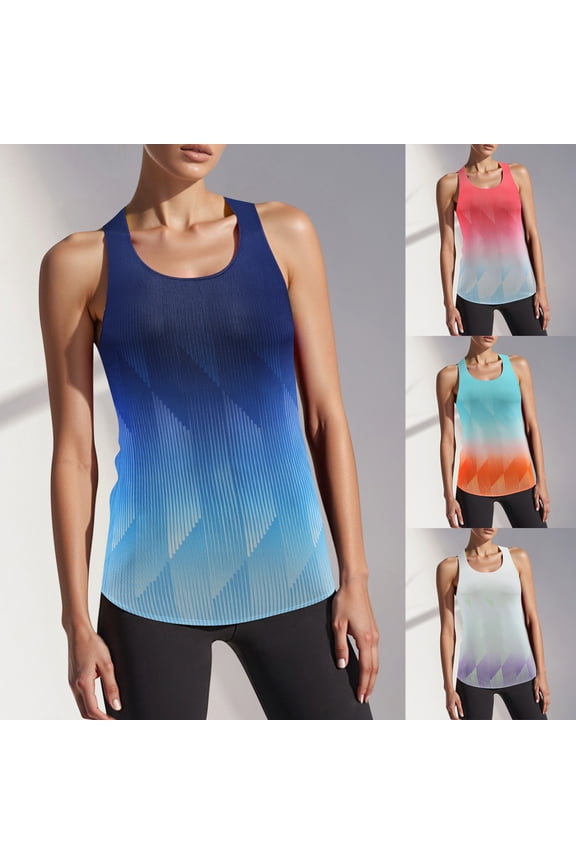 Tank Top for Women Racerback Sleeveless Tank Tops for Women Open Back Camisole Running Muscle Tank Yoga Shirts Stretch Racerback Breathable Tee (Light Blue,XXXL)