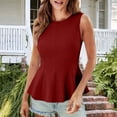 thumbnail image 1 of Tank Top for Women Round Neck Sleeveless Peplum Hem Slim Fit Princess Seams Solid Dressy Officewear Elegant Stretchy Lightweight Breathable Summer Fashion Blouse Top, 1 of 8