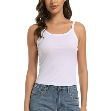 Tank Top Women Sleeveless Crop Scoop Neck Form Fitting Ribbed Knit Basic Summer Cami Shirts