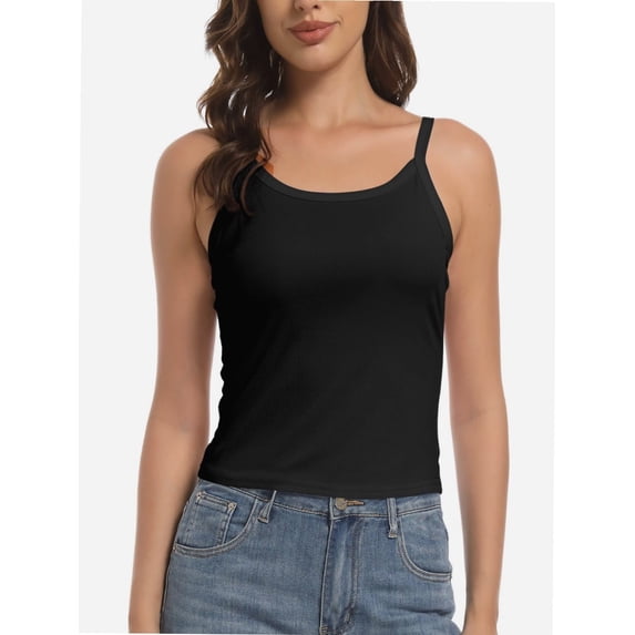 Tank Top Women Sleeveless Crop Scoop Neck Form Fitting Ribbed Knit Basic Summer Cami Shirts