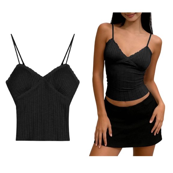 Tank Top Women Sleeveless Spaghetti Strap Built In Padded Bra Tank Tops Fitted Sports Bras Women's Tops