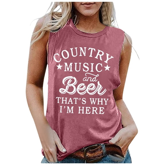 Tank Top Women's Sleeveless Letter Print Casual Tank Top Round Neck Summer Vest Top Foe Women Deep V Camisole Large Tops for Women Sleeveless Top for Juniors
