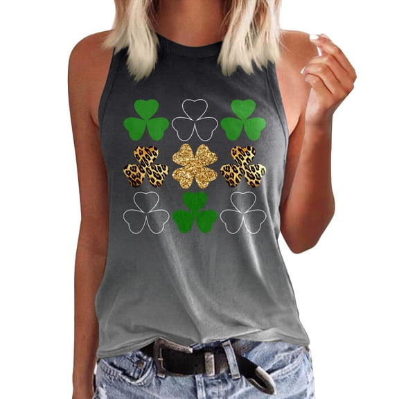 Tank Top Womens Fashion Crewneck Sleeveless Print Tank Tops Summer Casual Loose Fit Basic Beach Blouse T Shirts Vest Chambray Top Women Boy Outdoor Top Cleavage s Size 13 Workout Women