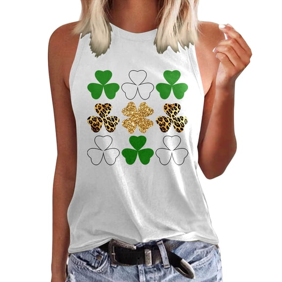 Tank Top Womens Fashion Crewneck Sleeveless Print Tank Tops Summer Casual Loose Fit Basic Beach Blouse T Shirts Vest Chambray Top Women Boy Outdoor Top Cleavage s Size 13 Workout Women