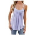 thumbnail image 1 of Tank Top Womens Pleated Spaghetti Strap Eyelet Camisole Loose Flowy Casual Sleeveless Summer Basic Tees (Large, Purple), 1 of 5