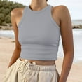 thumbnail image 1 of Tank Top for Woman Sleeveless Color Tops Solid Woman's Tank Short Round Neck Vest Woman's Blouse Tank Tops Gray, 1 of 7