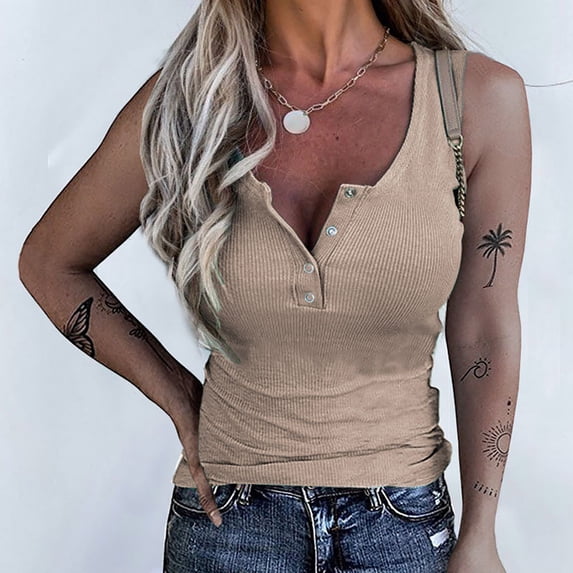 Tank Tops for Women Casual Ladies' Fashionable Sexy Texture Hanging Neck Vest Breathable Womens Summer Top Yellow M