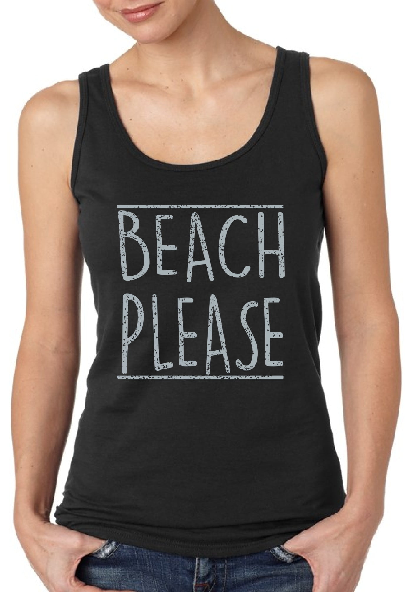 Tank Top for Women Beach Please Gray - S M L XL 2XL Graphic Tee ...