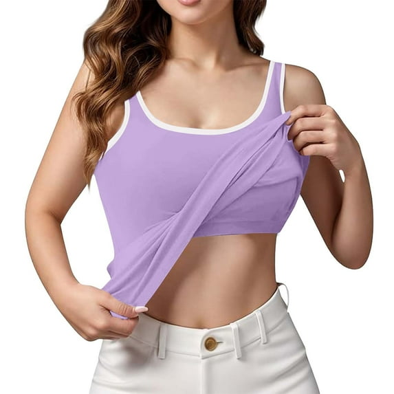 Tank Top for Women,Comfortable Stylish Sleeveless Summer Top For Pairing With Jeans,Camisole Tops for Women,Light Purple,4XL