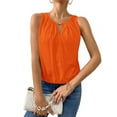 thumbnail image 1 of Tank Top for Women Keyhole V Neck Sleeveless Summer Casual Loose Fit Business Cute Floral Basic Shirt Blouse Orange S, 1 of 6