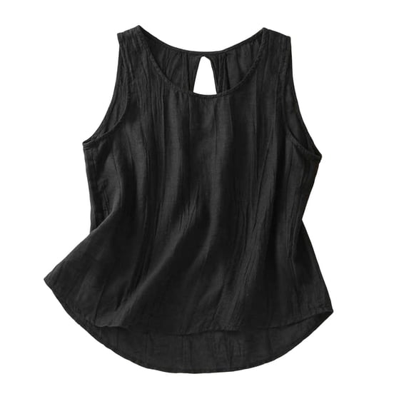 Tank Top for Women Linen, 2026 Summer Casual Comfy Loose Lightweight Sleeveless Shirts, Black M