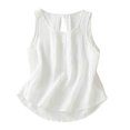 thumbnail image 1 of Tank Top for Women Linen, 2026 Summer Casual Comfy Loose Lightweight Sleeveless Shirts, White M, 1 of 8