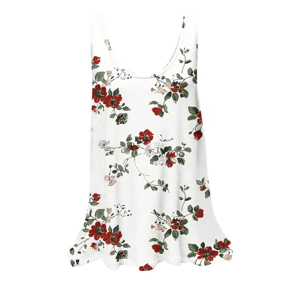 Tank Top for Women Loose Crew Neck Sleeveless T-Shirt No Positioning Printing Round-Neck Tank Tops Casual Summer Strappy Vests Tops