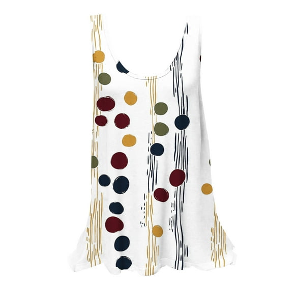 Tank Top for Women Loose Crew Neck Sleeveless T-Shirt No Positioning Printing Round-Neck Tank Tops Casual Summer Strappy Vests Tops