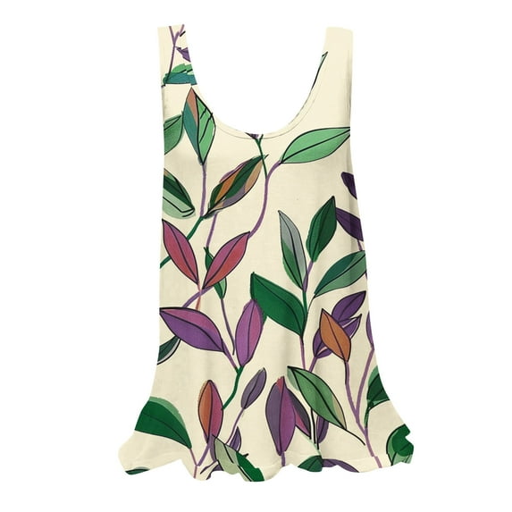 Tank Top for Women Loose Crew Neck Sleeveless T-Shirt No Positioning Printing Round-Neck Tank Tops Casual Summer Strappy Vests Tops