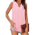 thumbnail image 1 of Tank Top for Women Loose Fit Sleeveless V Neck Camisole Dressy Casual Eyelet Summer Flowy Vest Blouse Pink XXL, 1 of 5