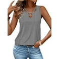thumbnail image 1 of Tank Top for Women Loose Fit Sleeveless V Neck Camisole Tops Dressy Casual Eyelet Summer Flowy  Shirts Blouse Grey XL, 1 of 4