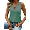 thumbnail image 1 of Tank Top for Women Loose Fit Sleeveless V Neck Tops Dressy Casual Eyelet Summer Flowy Blouse Light green S, 1 of 5