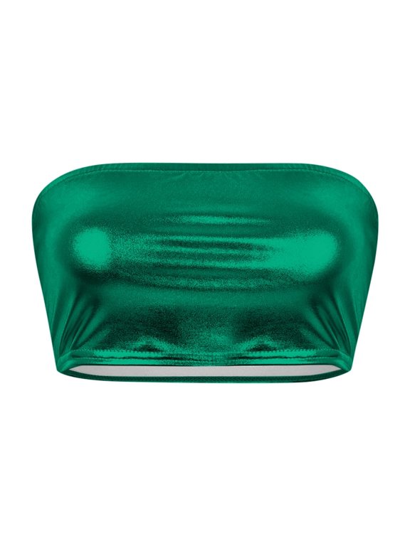 Tank Top for Women Nightclub Stage Wrap Chest Leather Solid Color Bandeau Undershirt Performance Womens Tops Boho Tops for Women, Color:Green, Size:M