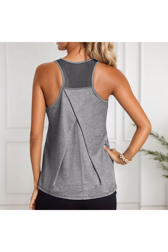 Tank Top for Women Racerback Loose Fit Sleeveless Workout Tops (Grey M)