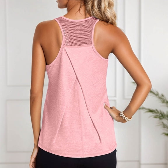 Tank Top for Women Racerback Loose Fit Sleeveless Workout Tops (Pink S)