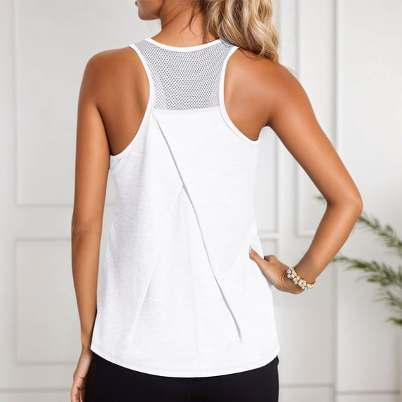 Tank Top for Women Racerback Sleeveless Loose Fit Workout Tops (White M)