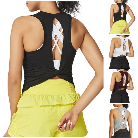 Tank Top for Women Racerback Sleeveless Tank Tops for Women Scoop Neck Undershirt Yoga Shirts Athletic Running Oversized Gym Clothes