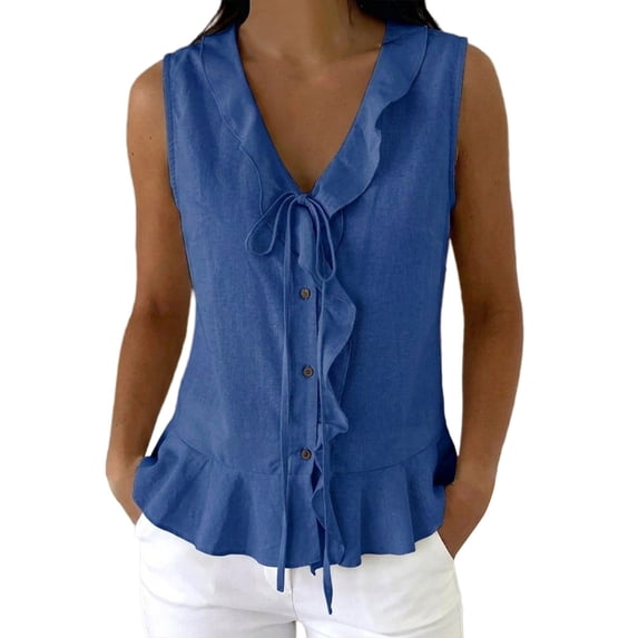 Tank Top for Women Sleeveless V Neck Button Front Blouse with Relaxed Shape for Work And Weekend Outfits Women's Tanks