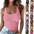 thumbnail image 1 of Tank Top for Women Solid Color U Neck Sleeveless T Shirts Loose Comfort Casual Sexy Tops S-5XL, 1 of 6