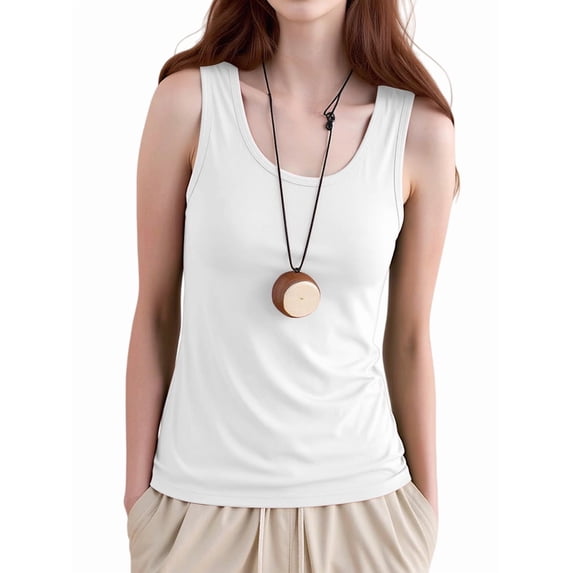 Tank Top for Women Summer Sleeveless Scoop Neck Workout Tank Tops Loose Basic Vest Tee Shirts White XXL
