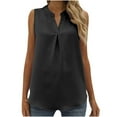 thumbnail image 1 of Tank Top for Women Summer Sleeveless V Neck Chiffon Shirts Casual Solid Color Loose Fit Comfort Blouse Tee Vest, 1 of 4