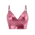 thumbnail image 1 of Tank Top for Women Suspenders Solid Color PU Fabric Corset Solid Color Bandeau Small Vest Women Tube Tops for Women, Color:Pink, Size:L, 1 of 4