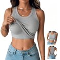 thumbnail image 1 of Tank Top with Built in Bra for Women, Ribbed Sleeveless Cami, Stretchy Fitted Basic Tank Top for Everyday Wear, 1 of 8