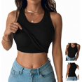 thumbnail image 1 of Tank Top with Built in Bra for Women, Ribbed Sleeveless Cami, Stretchy Fitted Basic Tank Top for Everyday Wear, 1 of 7