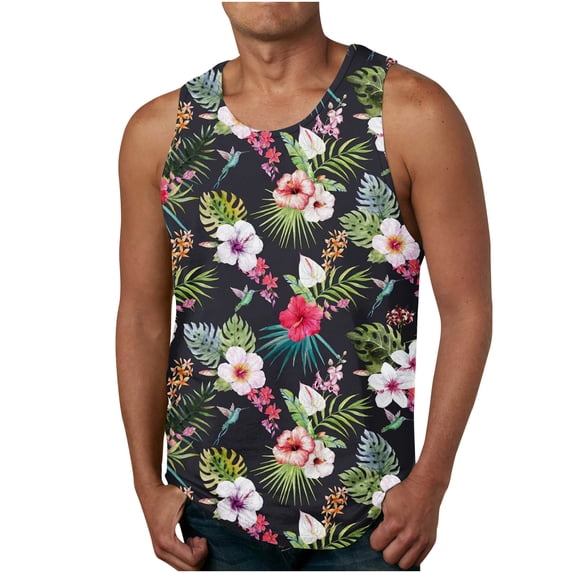 Tank Tops Beach Men Mens Breathable Tank Tops Novelty 3D Graphic Gym Workout Sleeveless T-Shirt Tees Gym Tank Tops For Men Dry Fit