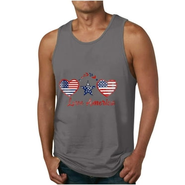 Tank Tops Beach Men Print Tank Top Casual Sports Sleeveless Round Neck T-Shirt Tank Top Gym Tank Tops For Men Dry Fit