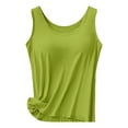 thumbnail image 1 of Tank Tops With Built In Bras，Ladies Camisoles Tops Cotton Undershirts Non Removable Padded Tank Top Padded Camisoles For Women Padded Shirt Women Layering Tank Tops U Neck Shapewear, 1 of 9