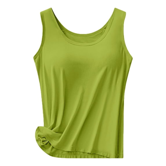 Tank Tops With Built In Bras,Ladies Camisoles Tops Cotton Undershirts Non Removable Padded Tank Top Padded Camisoles For Women Padded Shirt Women Layering Tank Tops U Neck Shapewear