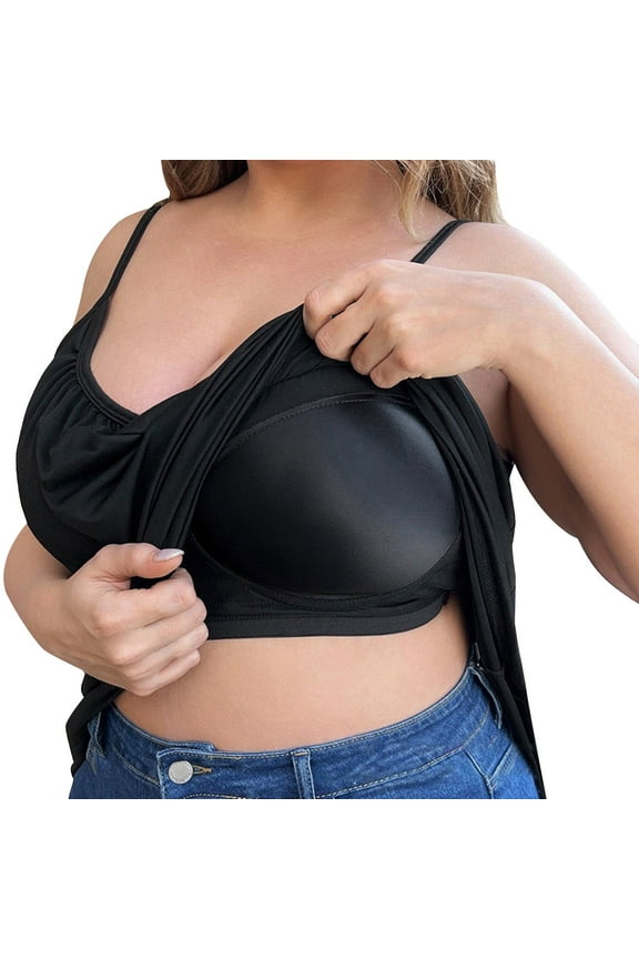 Tank Tops with Built In Bras, Plus Size Soft Tank Top With Bra Sleeveless Comfort Yoga Fitness, Cotton Bras for Women Plus Size Bras for Women, S-6XL, Womens Underwear and Bras