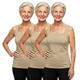 thumbnail image 1 of Tank Tops With Built In Bras Support Stretchy Ribbed Tank With Inner Bra Going Out Dressy Ribbed Tank Top Nursing Tank Top With Built In Shelf Bra Molded Cup Tank Bras for Older Women Brown XL, 1 of 3