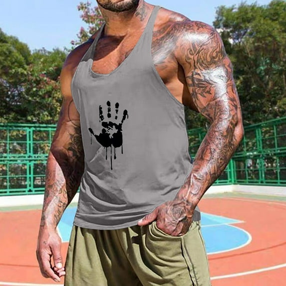 Tank Tops For Men Big And Tall Mens Breathable Tank Tops Novelty 3D Graphic Gym Workout Sleeveless T-Shirt Tees Men Workout Tank Tops For Gym