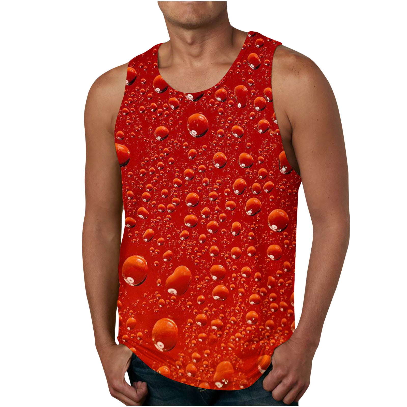 Tank Tops For Men Tank Colorless Gradient Printing Round Neck Thin