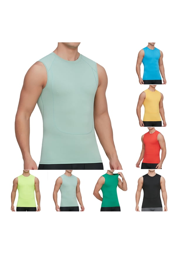 Tank Tops For Men Men Tight Fitting Bodybuilding Run High Elasticity Drying Underlay Compress Top Army Green S