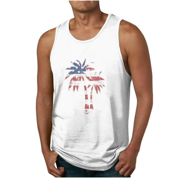 Tank Tops For Men Print Tank Top Casual Sports Sleeveless Round Neck T-Shirt Tank Top Big And Tall Graphic Tank Tops For Men
