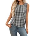 thumbnail image 1 of Tank Tops For Women Black Womens Tops Fashion Sleeveless Plaid Neck Cropped Summer Womens Tank Tops, 1 of 5